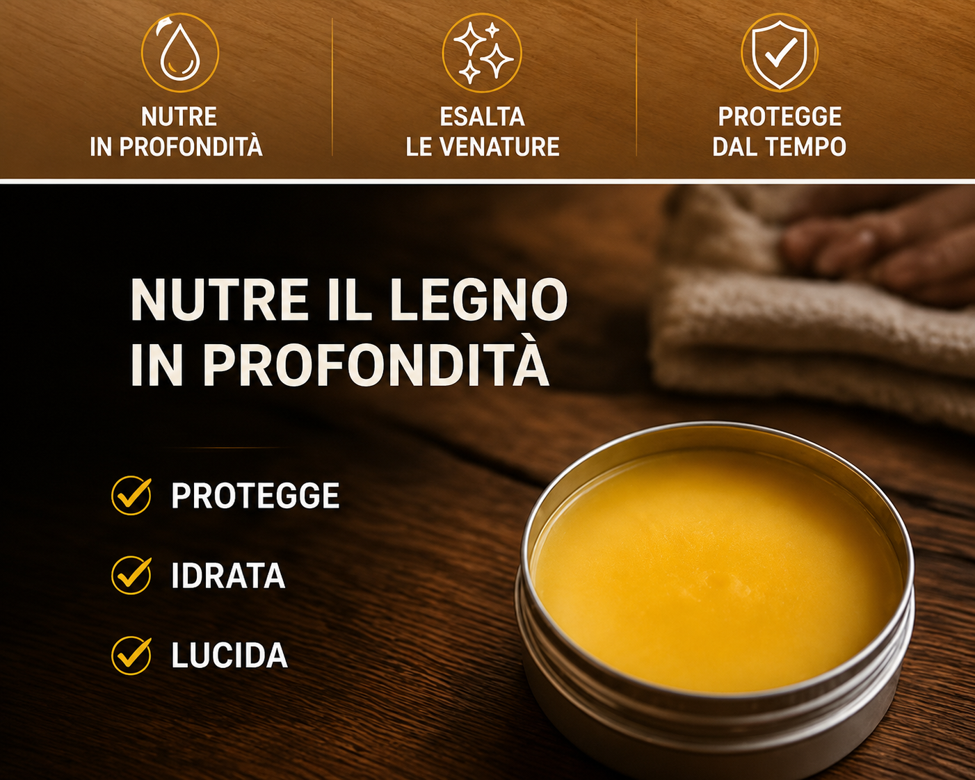 Cera d'Api per Legno – Lucidante Naturale per Mobili e Superfici in Legno